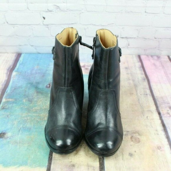 Sebago Ashton Black Leather Zip Up Block Heel Ankle Boots Shoes 6 M - Picture 5 of 9